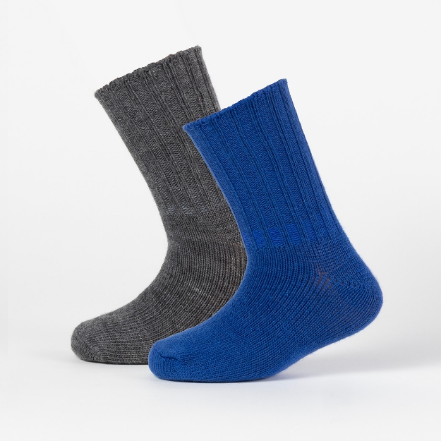 RIMLE SOKKER 2 PAR Blå/grå 23-26