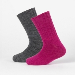 RIMLE SOKKER 2 PAR Rosa/grå 23-26