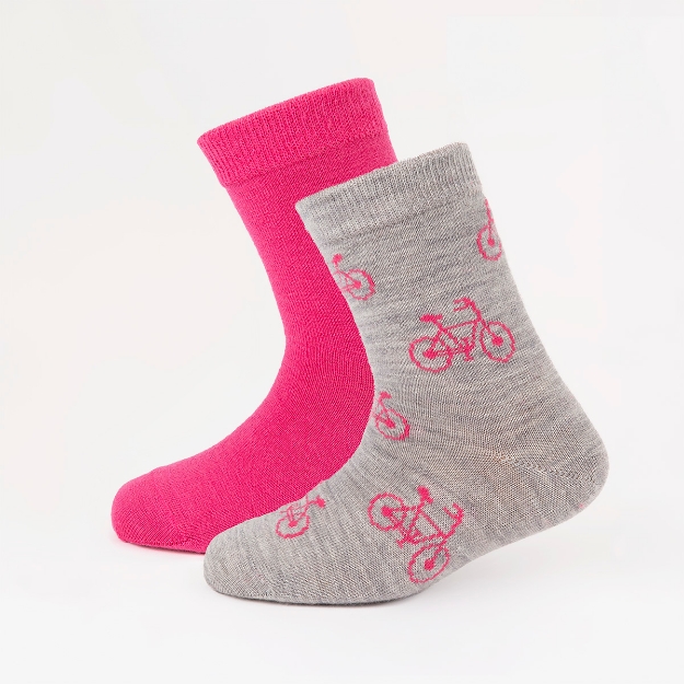 TRIKSE SOKKER Grå/rosa 19-22